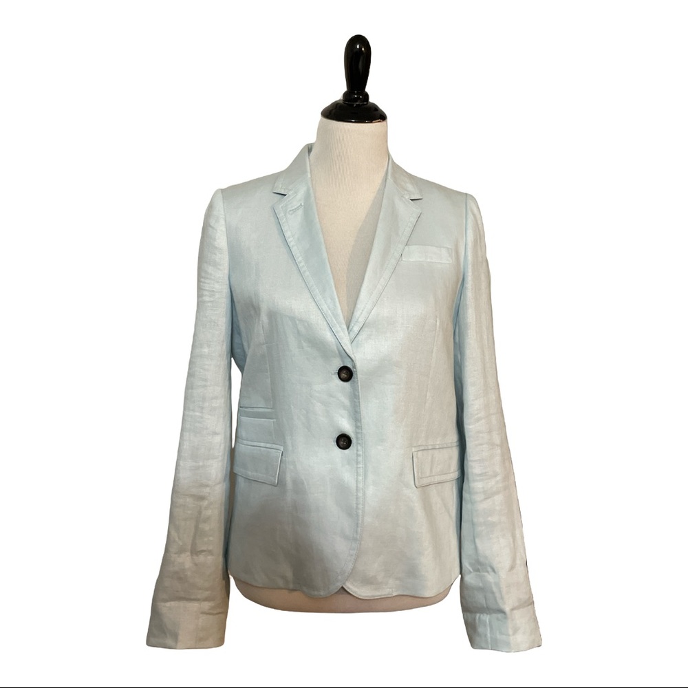 J.Crew 100% Linen Jacket Size 10 Pale Blue Fully Lined